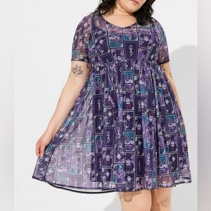 Disney Villains Purple Mini Mesh Skater Dress Torrid 1X